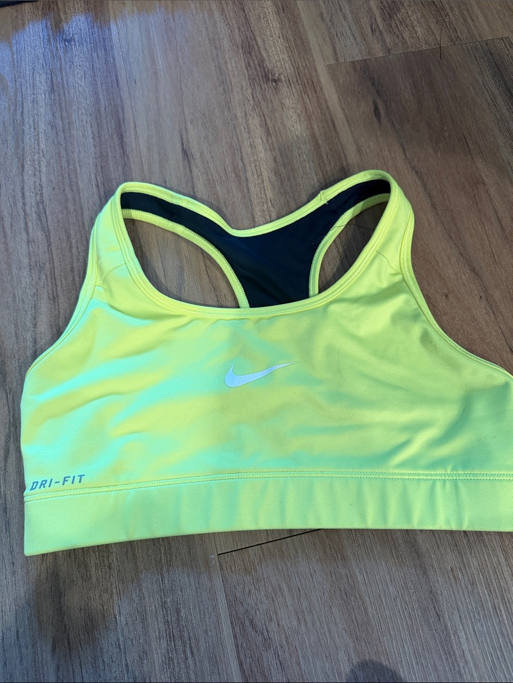 Nike Neon Yellow Dri-FIT Racerback Sports Bra